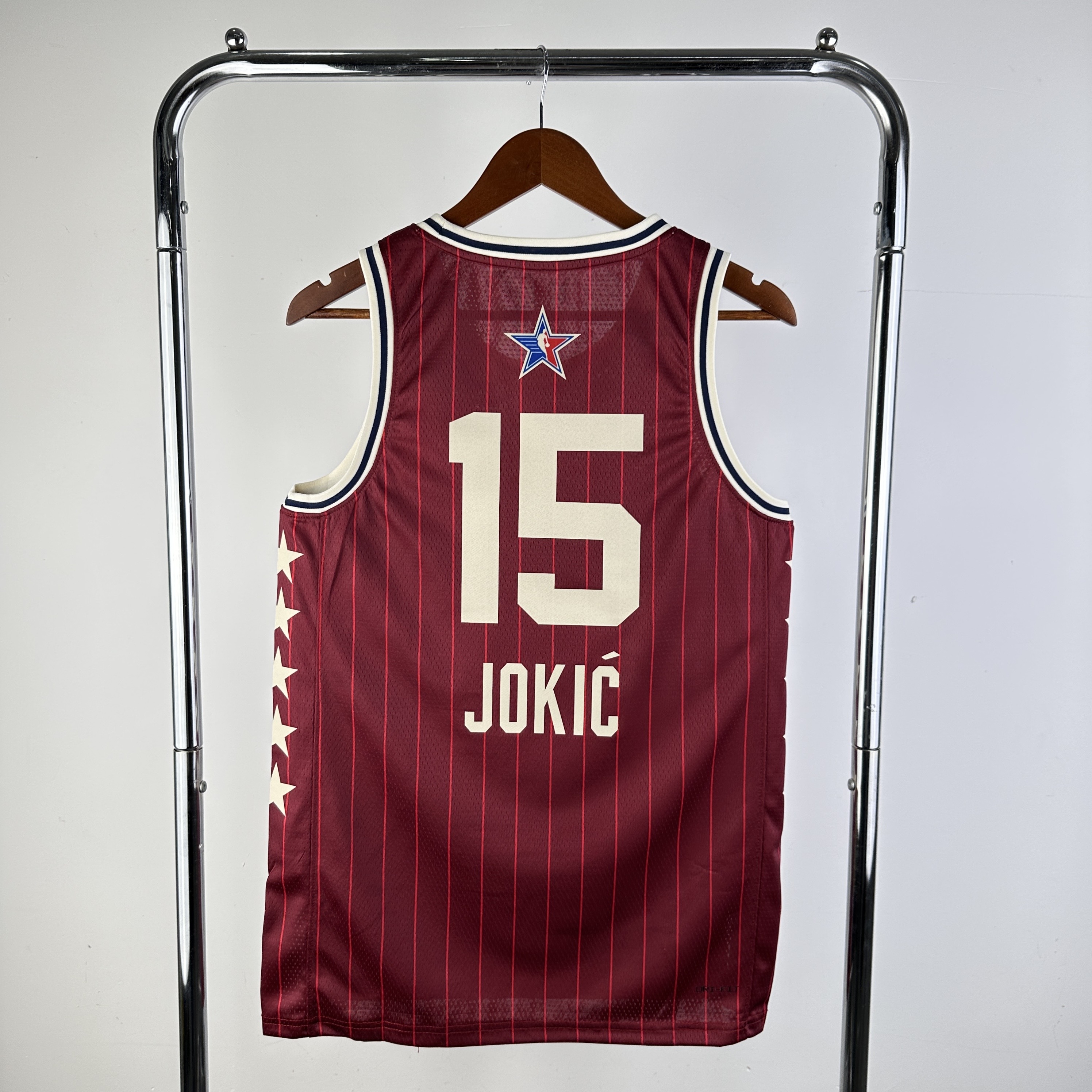 Men Denver Nuggets #15 Jokic Red Stripe All Star Jordan style 2024 NBA Jersey